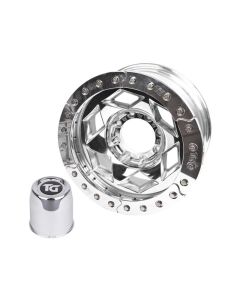 17" Aluminum Beadlock Wheel, (8 on 6.5 w/ 4.25" BS), Polished Segmented Ring